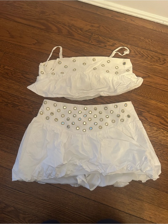 vestique Other - vestique White Embellished I Mini Skirt Set / UOFSC Gameday
